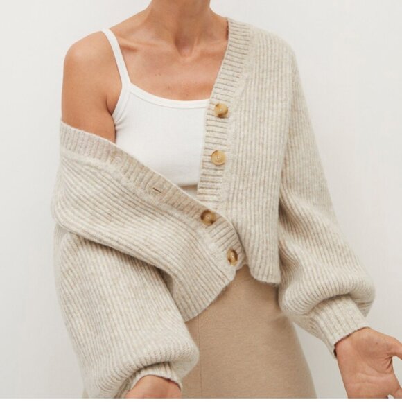 mango buttoned ribbed cardigan - Picture 1 of 6